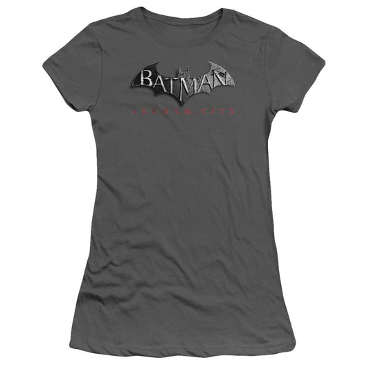 ARKHAM CITY LOGO - S/S JUNIOR SHEER - CHARCOAL T-Shirt
