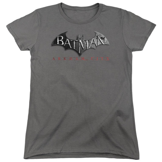 Arkham City - Logo - Short Sleeve Womens Tee - Charcoal T-shirt