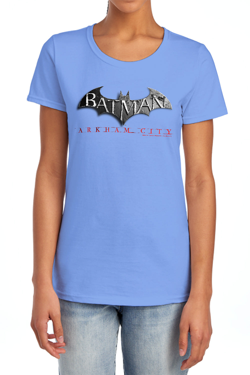 Arkham City - Logo - Short Sleeve Womens Tee - Charcoal T-shirt