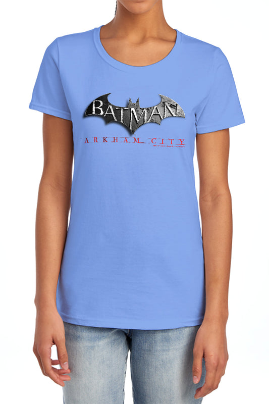 Arkham City - Logo - Short Sleeve Womens Tee - Charcoal T-shirt
