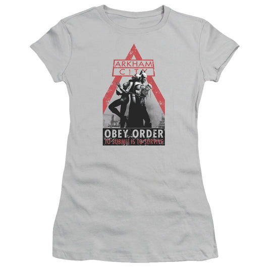 Arkham City - Obey Order - Short Sleeve Junior Sheer - Silver T-shirt