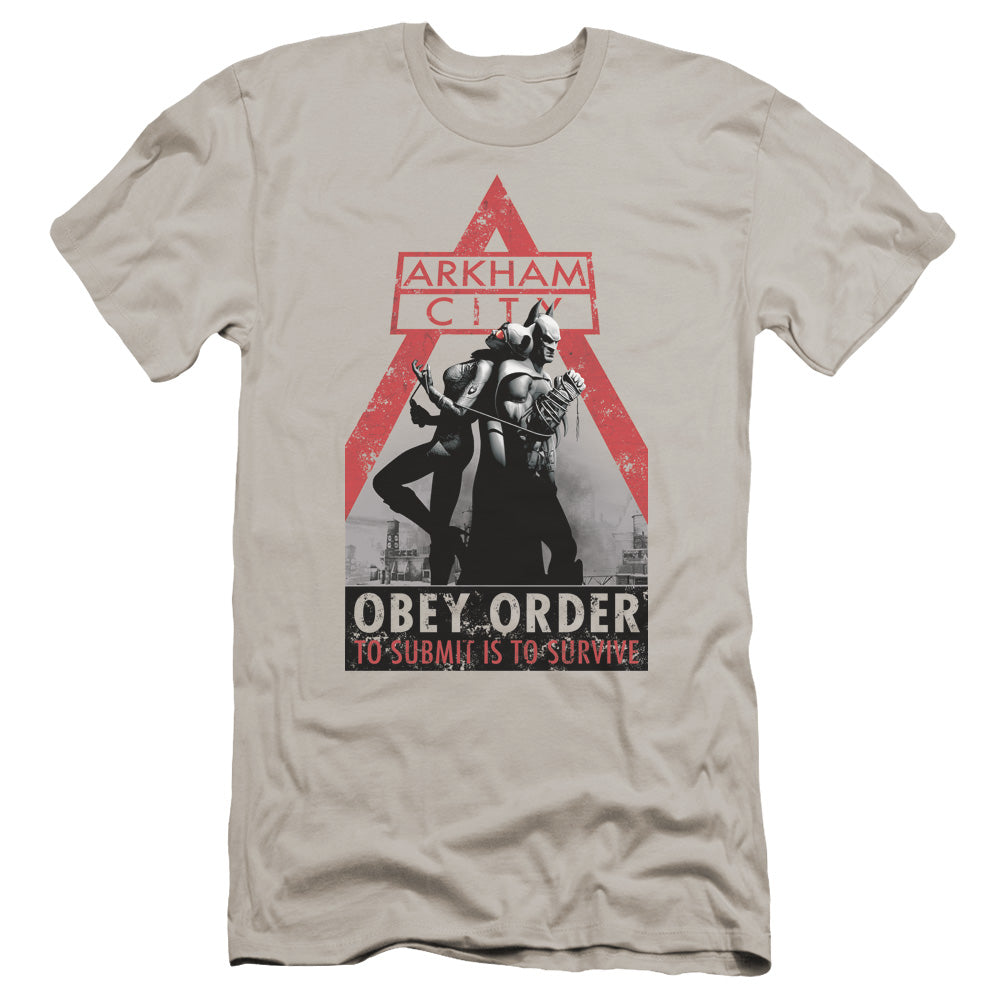 Arkham City - Obey Order-premuim Canvas Adult Slim Fit 30/1 - Silver