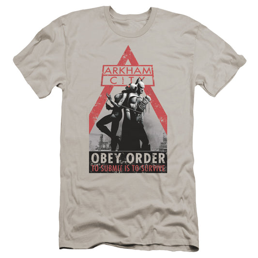 Arkham City - Obey Order-premuim Canvas Adult Slim Fit 30/1 - Silver