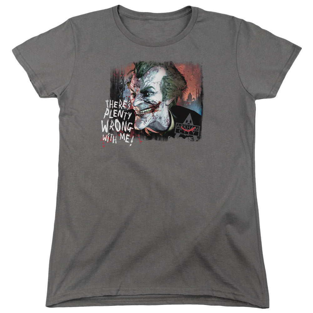 Arkham City - Plenty Wrong - Short Sleeve Womens Tee - Charcoal T-shirt