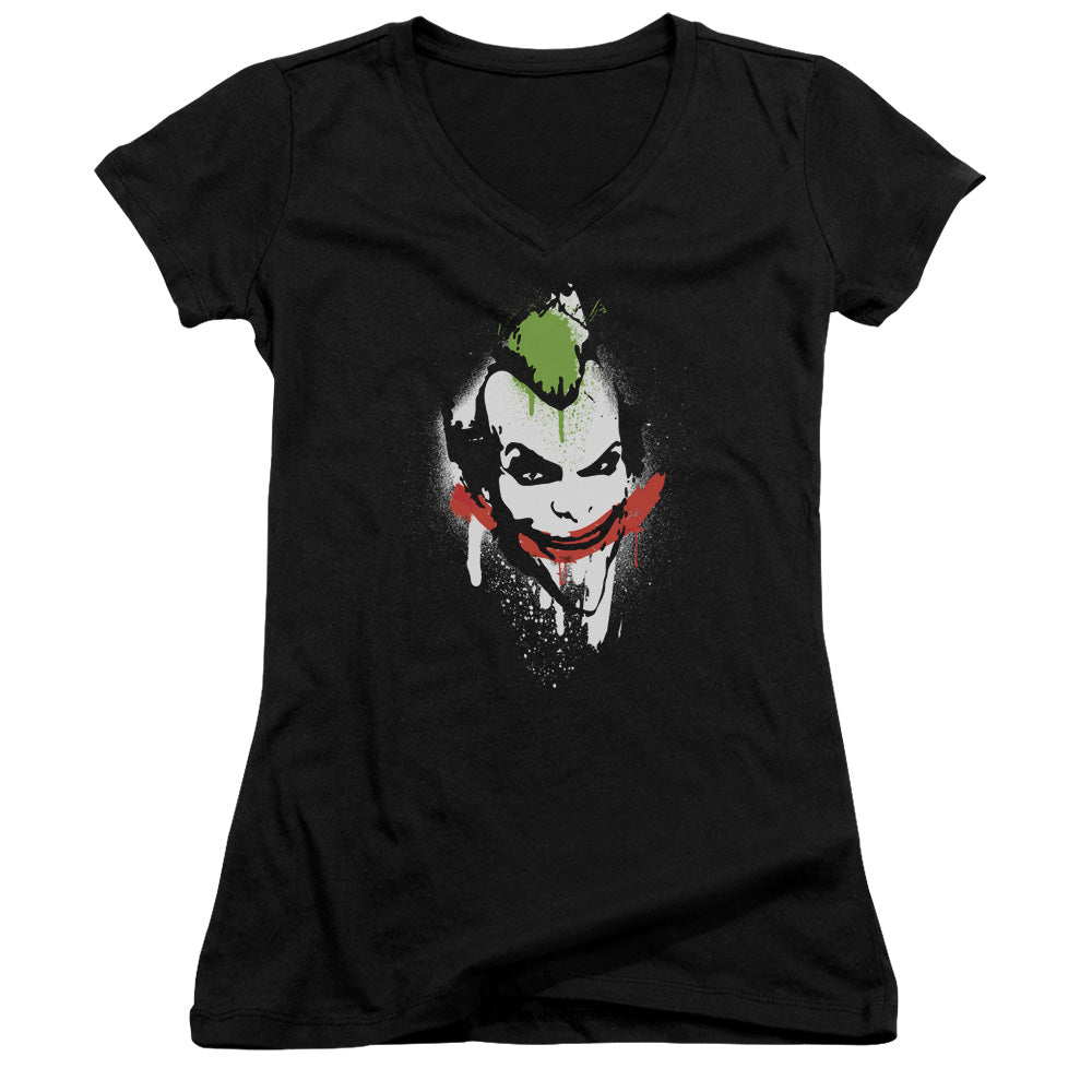 Arkham City - Spraypaint Smile - Junior V-neck - Black