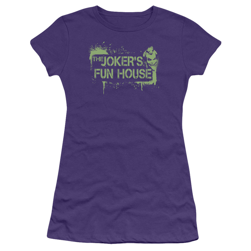 Arkham City - Jokers Fun House - Short Sleeve Junior Sheer - Purple T-shirt