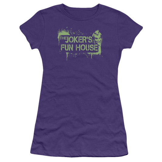 Arkham City - Jokers Fun House - Short Sleeve Junior Sheer - Purple T-shirt