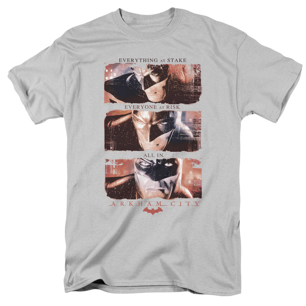 Arkham City - All In - Short Sleeve Adult 18/1 - Silver T-shirt