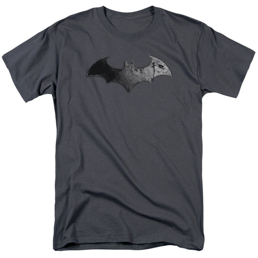 Arkham City - Bat Logo - Short Sleeve Adult 18/1 - Charcoal T-shirt