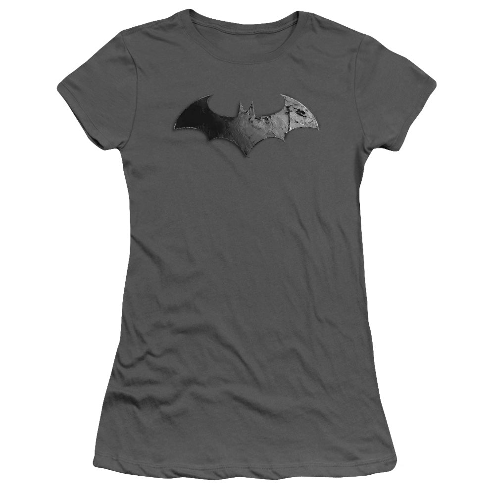 Arkham City - Bat Logo - Short Sleeve Junior Sheer - Charcoal T-shirt
