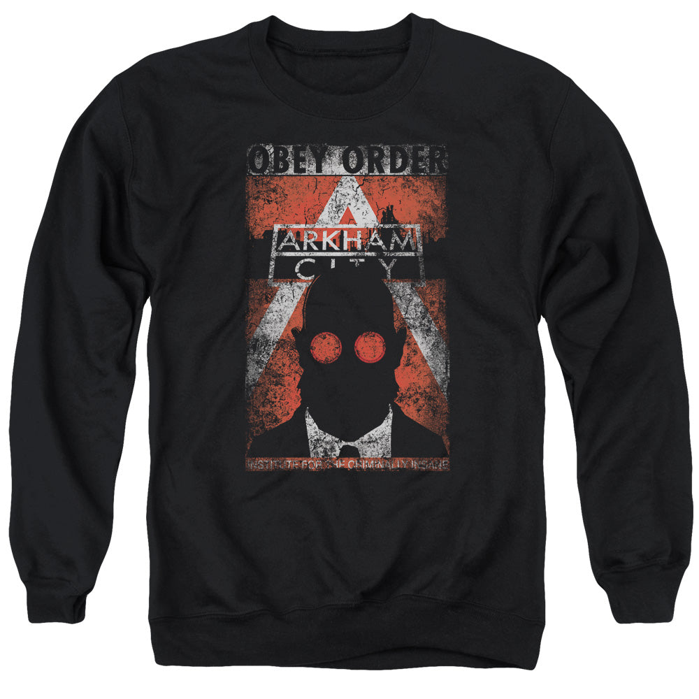 Arkham City Obey Order Poster - Adult Crewneck Sweatshirt - Black