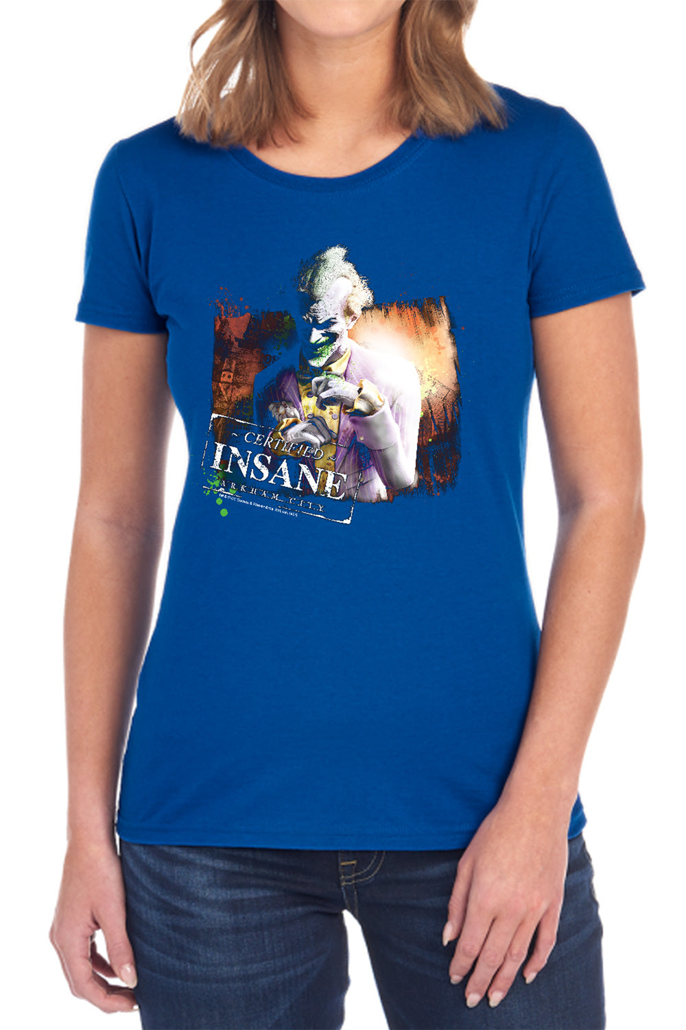 Arkham City - Certified Insane - Short Sleeve Womens Tee - Black T-shirt