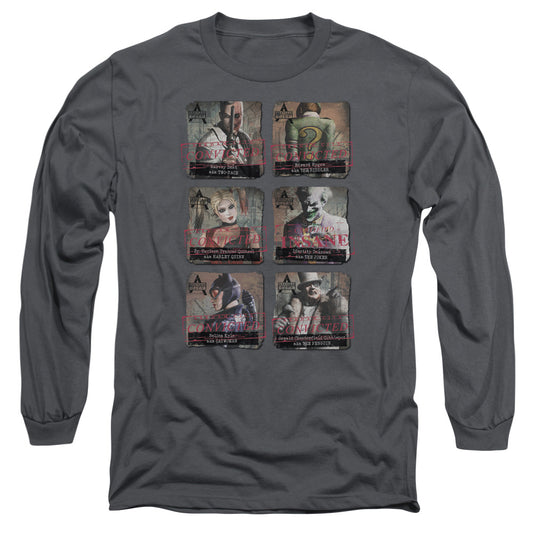 Arkham City - Arkham Lineup - Long Sleeve Adult 18/1 - Charcoal T-shirt