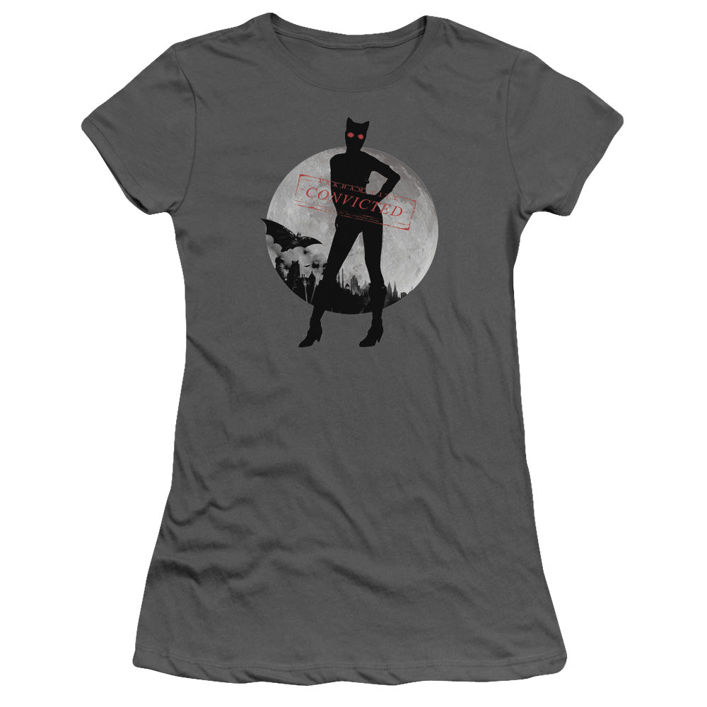 Arkham City - Catwoman Convicted - Short Sleeve Junior Sheer - Charcoal T-shirt