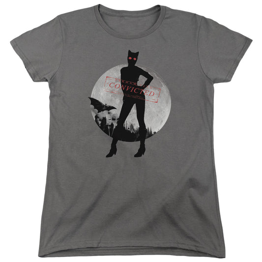 Arkham City - Catwoman Convicted - Short Sleeve Womens Tee - Charcoal T-shirt