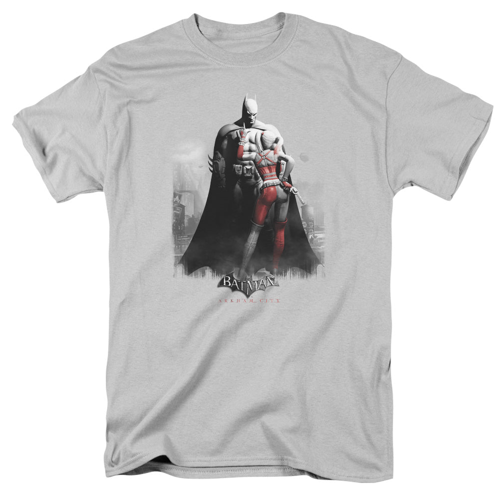 Arkham City - Harley And Bats - Short Sleeve Adult 18/1 - Silver T-shirt