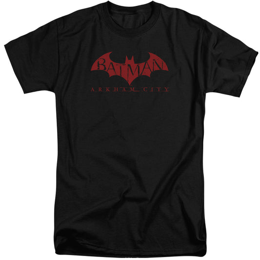 Arkham City - Red Bat - Short Sleeve Adult Tall - Black T-shirt