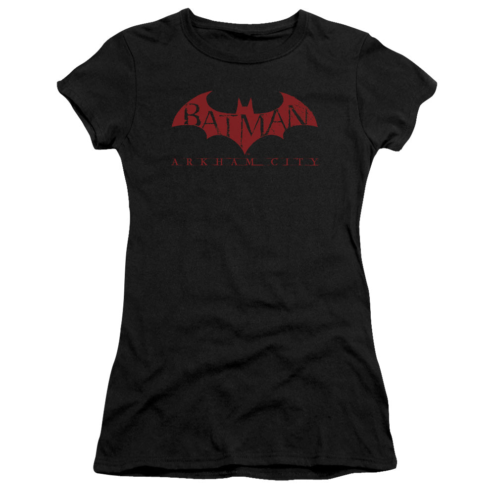 Arkham City - Red Bat - Short Sleeve Junior Sheer - Black T-shirt