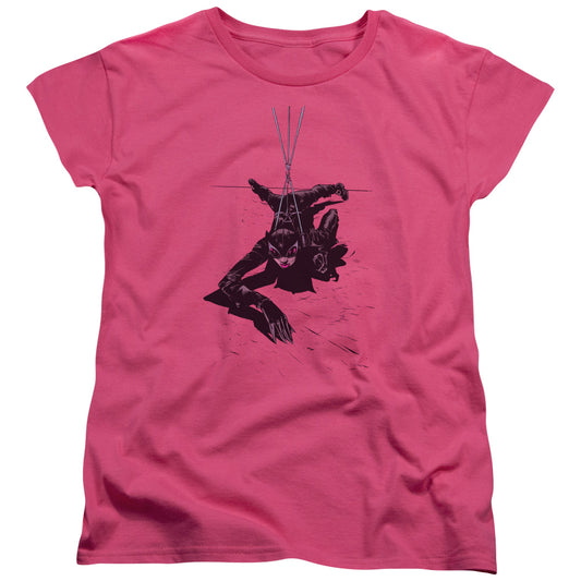 Batman - Catwoman Rope - Short Sleeve Womens Tee - Hot Pink T-shirt
