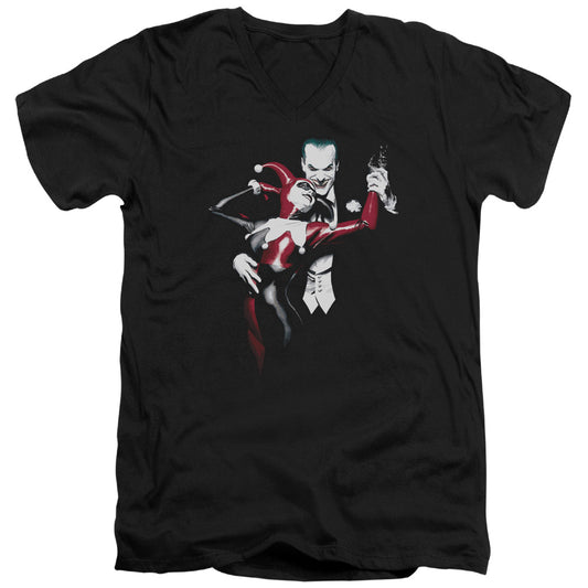Batman - Harley And Joker - Short Sleeve Adult V-neck - Black T-shirt