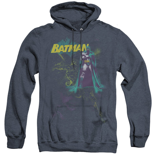 Batman - Bat Spray - Adult Heather Hoodie - Navy