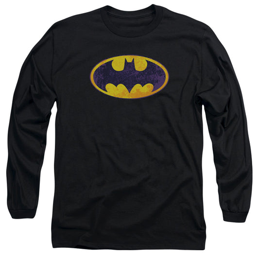 Batman - Bm Neon Distress Logo - Long Sleeve Adult 18/1 - Black T-shirt