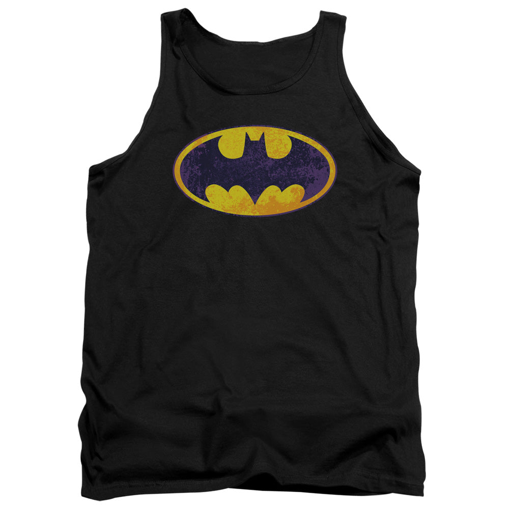 Batman - Bm Neon Distress Logo - Adult Tank - Black
