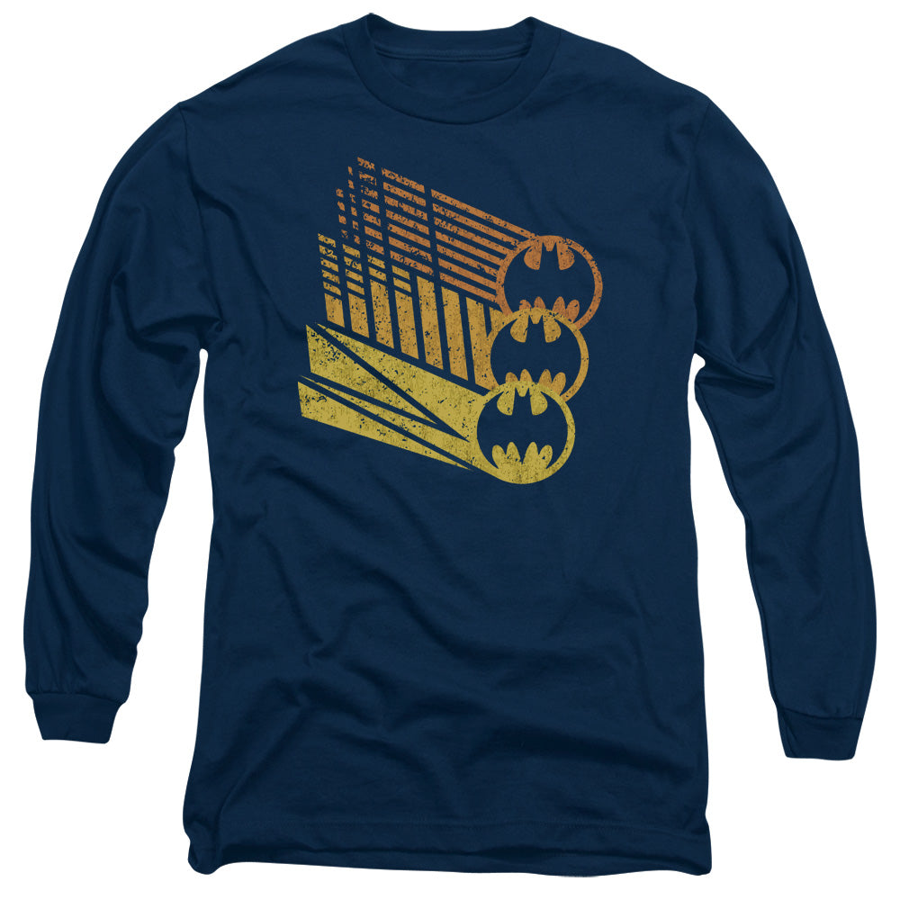 Batman - Bat Signal Shapes - Long Sleeve Adult 18/1 - Navy T-shirt