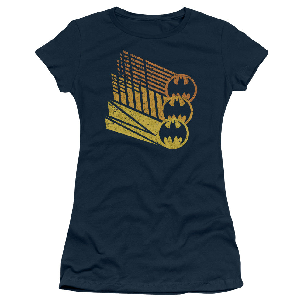 Batman - Bat Signal Shapes - Short Sleeve Junior Sheer - Navy T-shirt