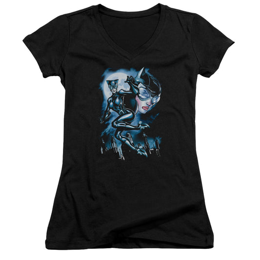 Batman Moonlight Cat - Junior V-neck - Black