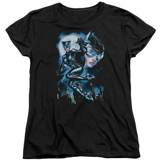 Batman - Moonlight Cat - Short Sleeve Womens Tee - Black T-shirt
