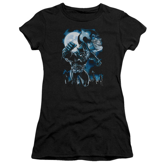 Batman - Moonlight Bat - Short Sleeve Junior Sheer - Black T-shirt