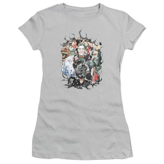 Batman - Cape Of Villians - Short Sleeve Junior Sheer - Silver T-shirt