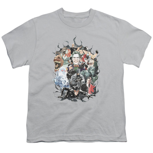 Batman - Cape Of Villians - Short Sleeve Youth 18/1 - Silver T-shirt