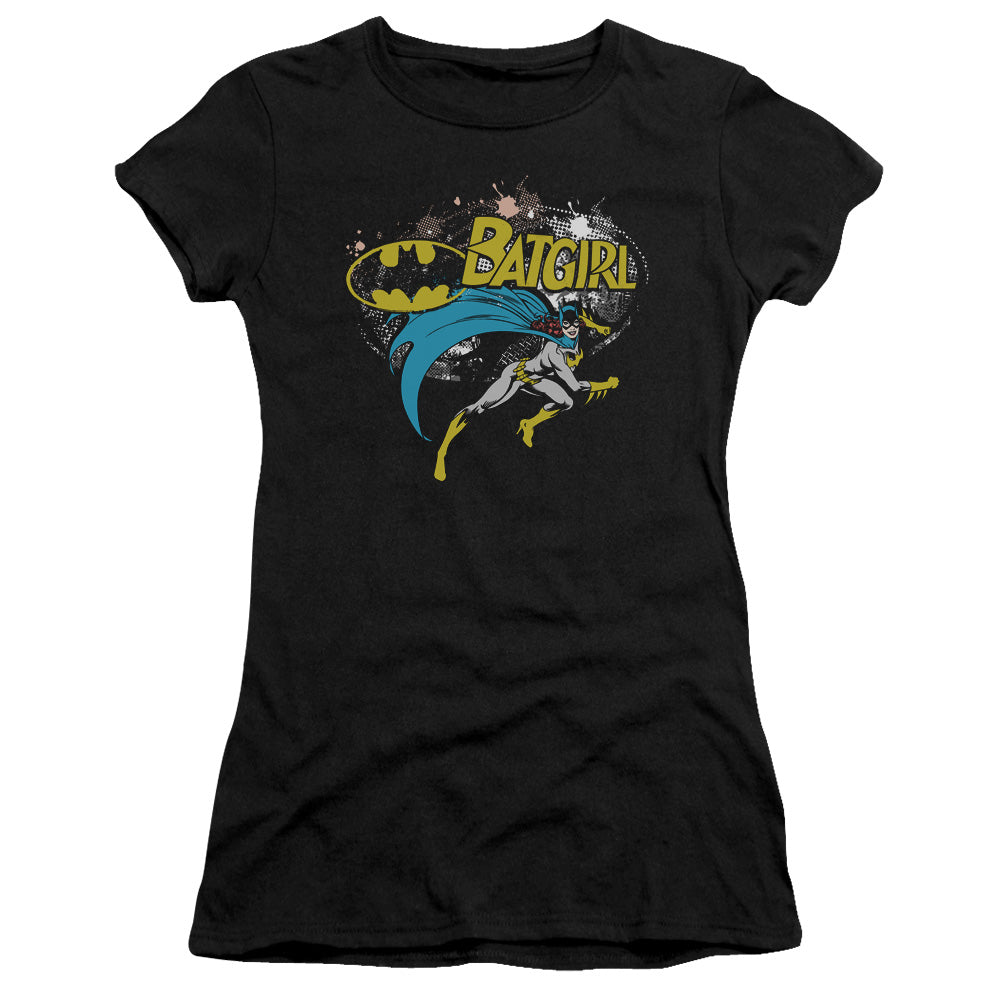Batman - Batgirl Halftone - Short Sleeve Junior Sheer - Black T-shirt