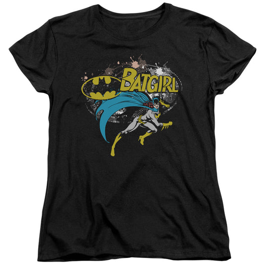 Batman - Batgirl Halftone - Short Sleeve Womens Tee - Black T-shirt