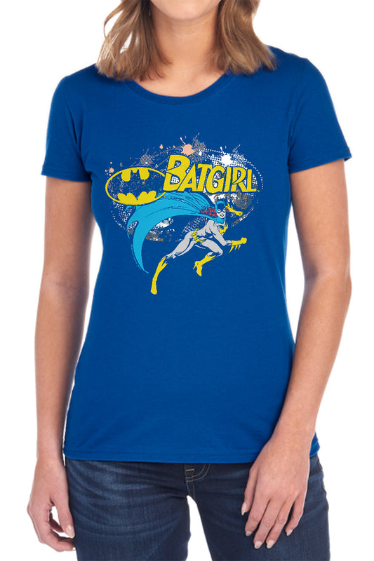 Batman - Batgirl Halftone - Short Sleeve Womens Tee - Black T-shirt
