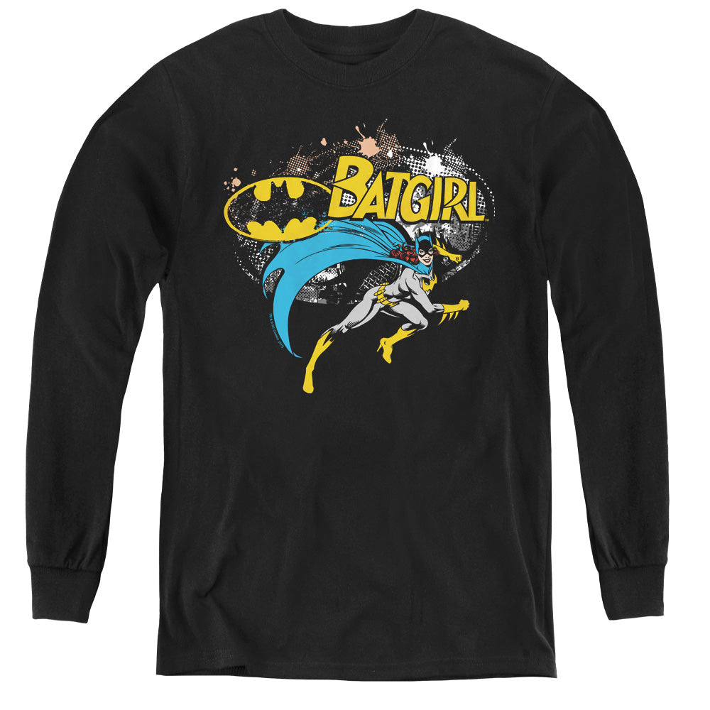 Batman - Batgirl Halftone - Youth Long Sleeve Tee - Black
