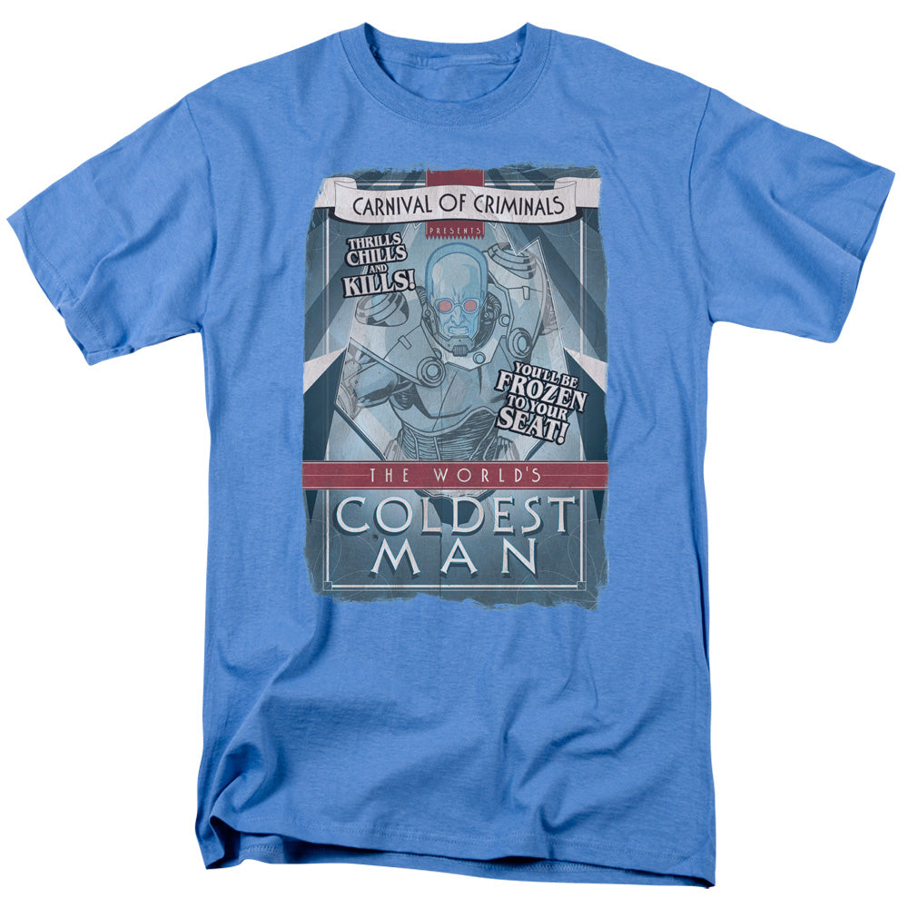 Batman - Coldest Man - Short Sleeve Adult 18/1 - Carolina Blue T-shirt