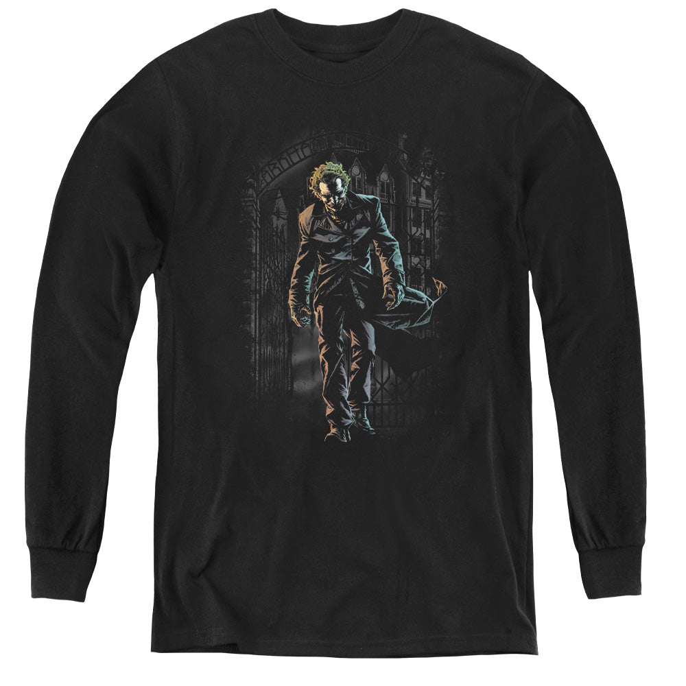 Batman - Joker Leaves Arkham - Youth Long Sleeve Tee - Black