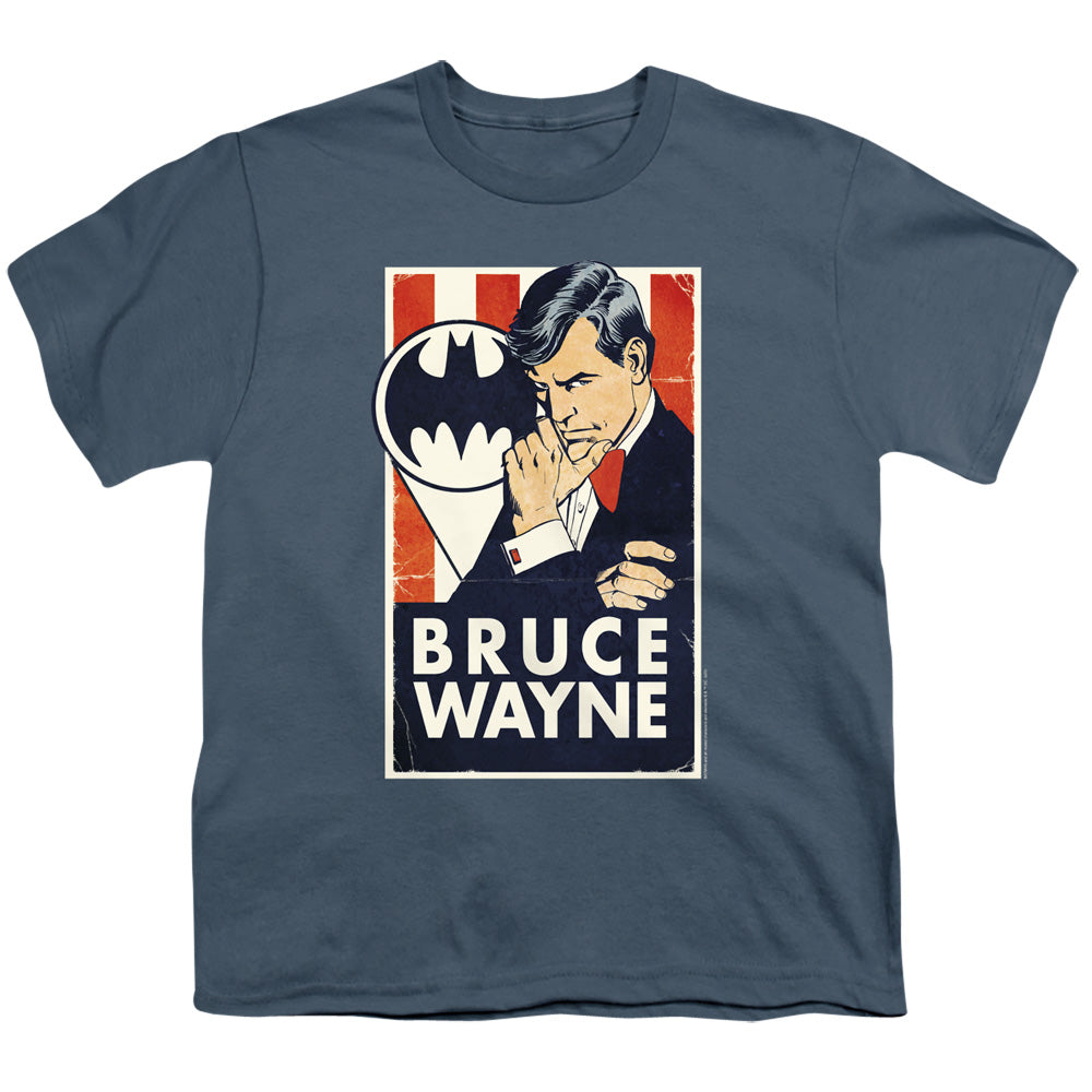 Batman - Wayne For President - Short Sleeve Youth 18/1 - Slate T-shirt