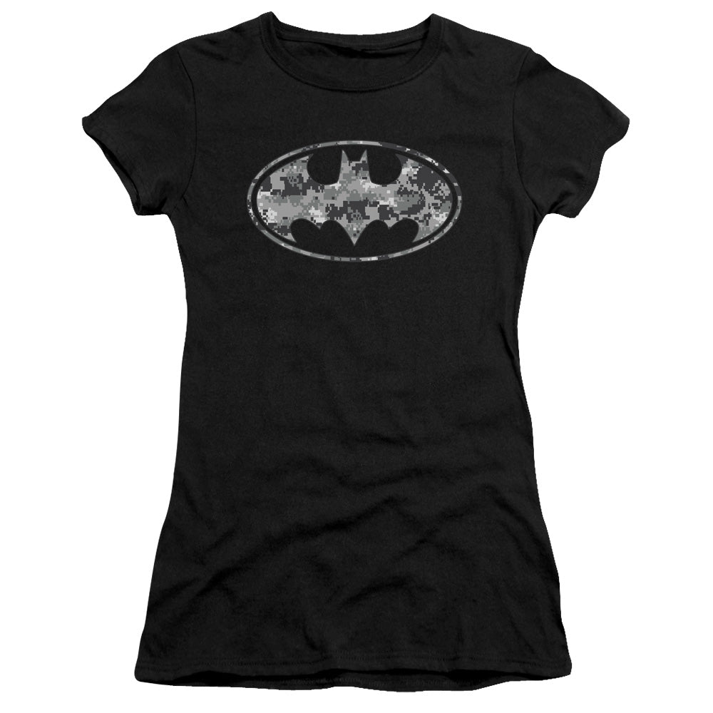 Batman - Urban Camo Shield - Short Sleeve Junior Sheer - Black T-shirt