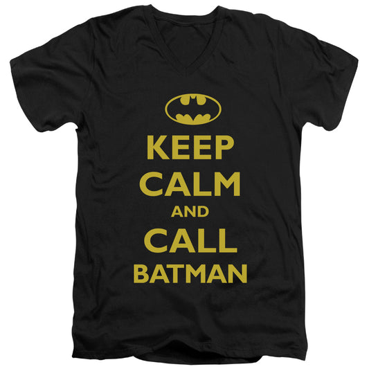 Batman - Call Batman - Short Sleeve Adult V-neck - Black T-shirt