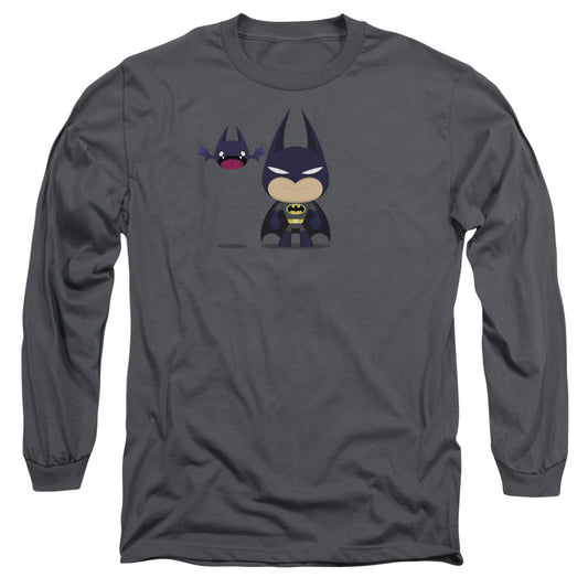 Batman - Cute Batman - Long Sleeve Adult 18/1 - Charcoal T-shirt