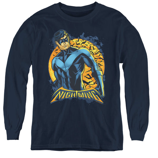 Batman - Nightwing Moon - Youth Long Sleeve Tee - Navy