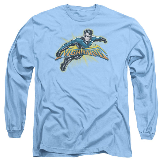 Batman - Nightwing Burst - Long Sleeve Adult 18/1 - Carolina Blue T-shirt