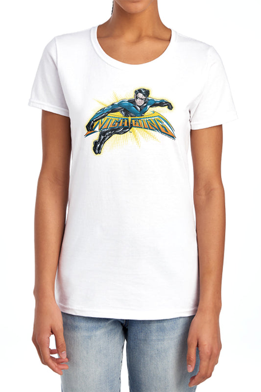 Batman - Nightwing Burst - Short Sleeve Womens Tee - Carolina Blue T-shirt