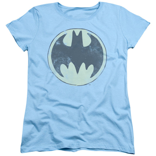 Batman - Old Time Logo - Short Sleeve Womens Tee - Light Blue T-shirt