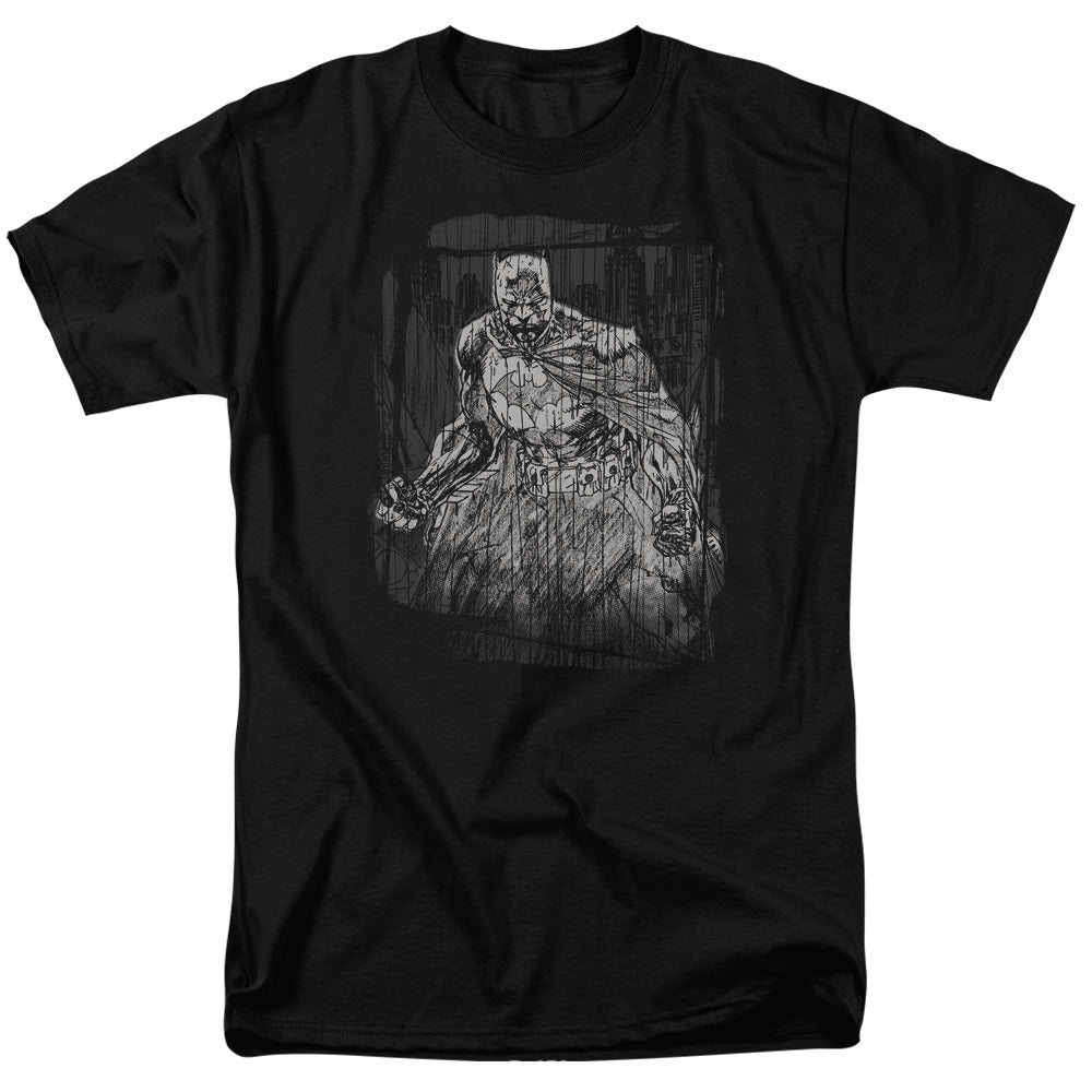 Batman - Pencilled Rain - Short Sleeve Adult 18/1 - Black T-shirt
