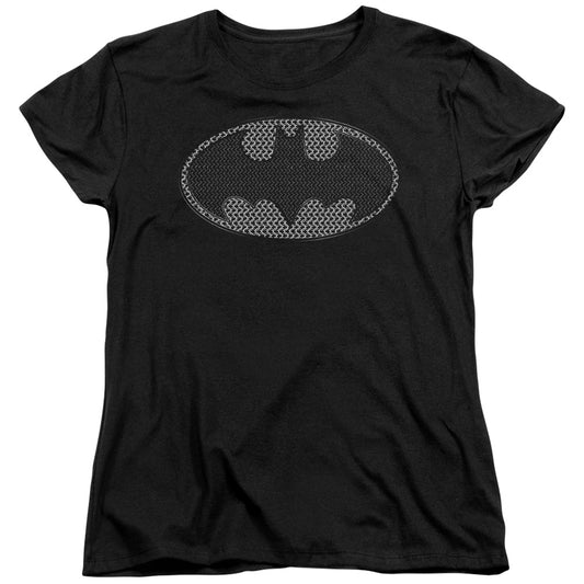 Batman - Chainmail Shield - Short Sleeve Womens Tee - Black T-shirt